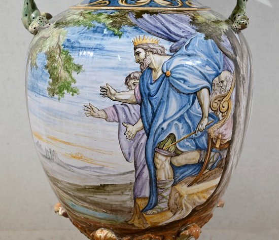 Majolika-Sattelvase, Italien - 19. Jahrhundert