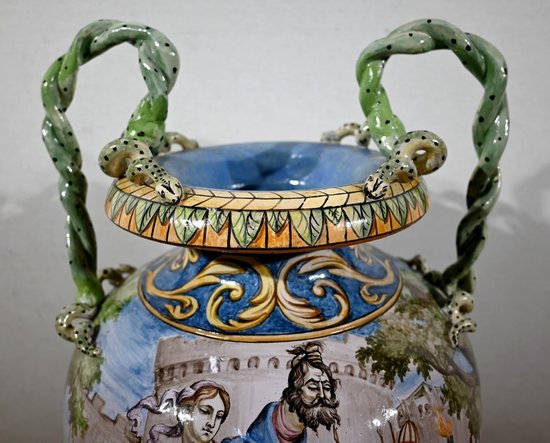 Majolika-Sattelvase, Italien - 19. Jahrhundert