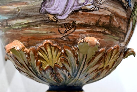 Majolika-Sattelvase, Italien - 19. Jahrhundert