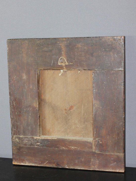Specchio Luigi XIII in noce e intarsio di legno chiaro XVII