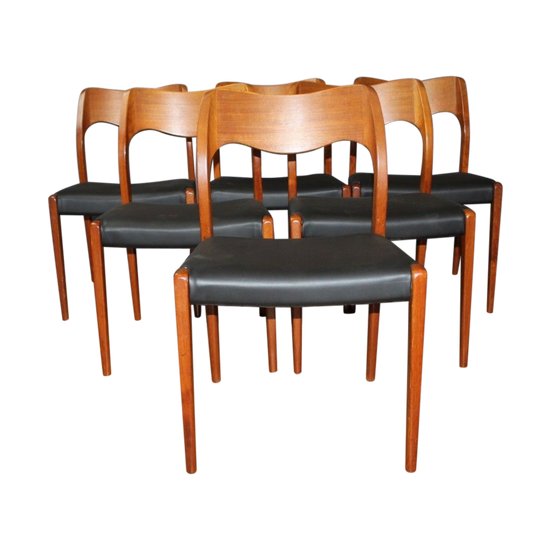 Suite Of Six Scandinavian Chairs By Niels Otto Moller About 1960