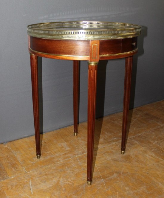 Tavolo Bouillotte Luigi XVI in mogano e ottone 1900 circa