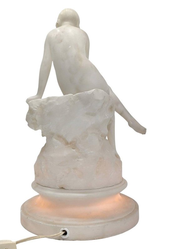 1930's Art Deco Alabaster Nightlight, By Umbetrto Stiaccini
