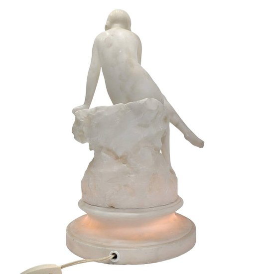 1930's Art Deco Alabaster Nightlight, By Umbetrto Stiaccini