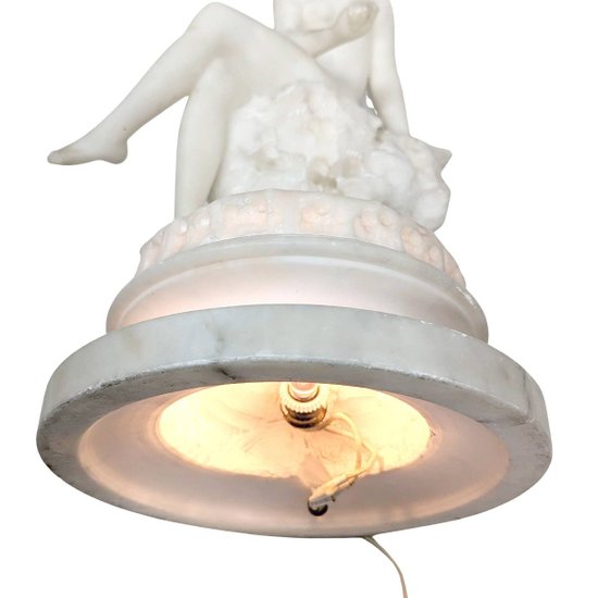 1930's Art Deco Alabaster Nightlight, By Umbetrto Stiaccini