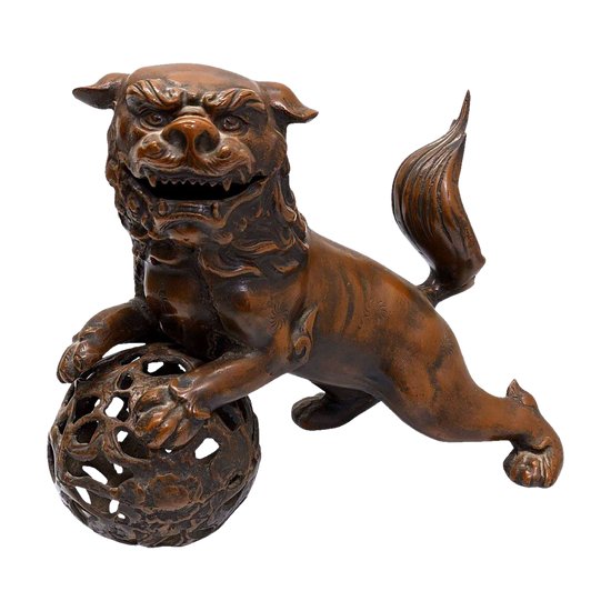 Chien De Fô En Bronze Patina Chocolat