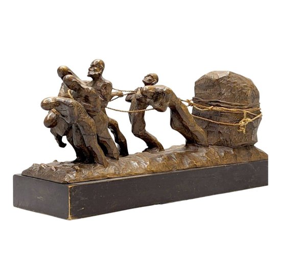 Wooden Sculpture The Pariahs In Wooden Period XXth
