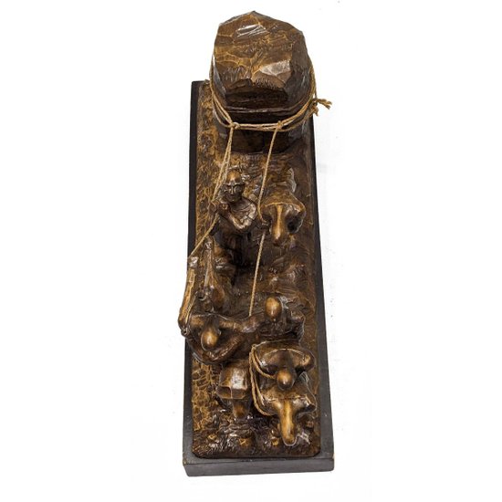 Wooden Sculpture The Pariahs In Wooden Period XXth