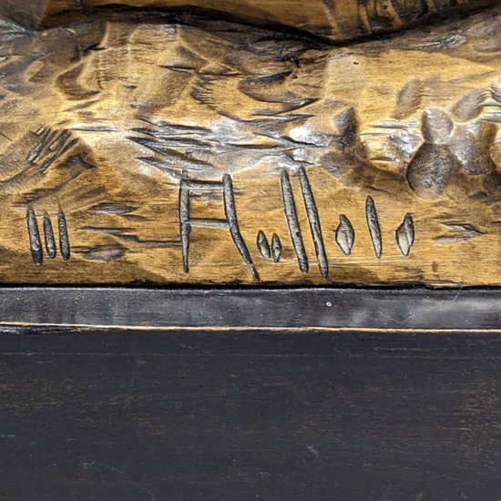 Wooden Sculpture The Pariahs In Wooden Period XXth
