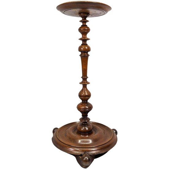 Turned Wooden Pedestal Louis XIII Of Dimension Height 82 Cm