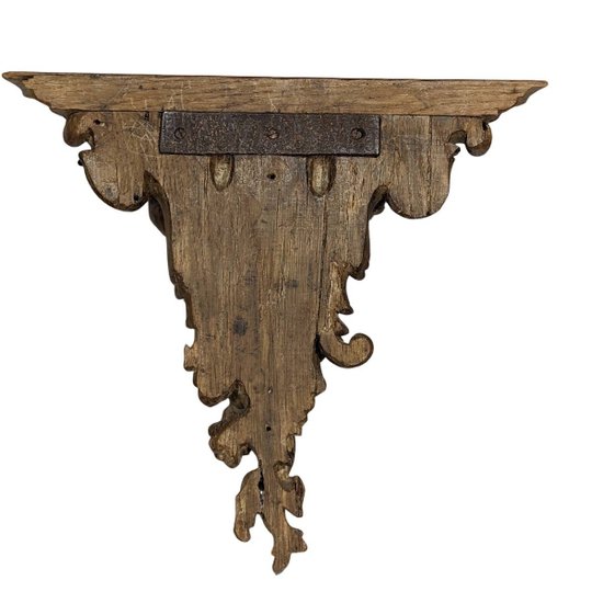 Regency Period Oak Wall Console With Triton Decor