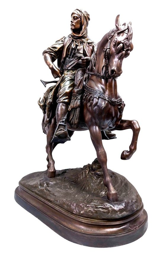 Cavaliere orientalista della fine del XIX secolo in regola firmato Barye Fils e Guillemin
