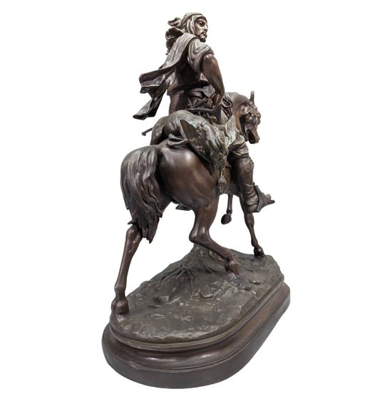 Cavaliere orientalista della fine del XIX secolo in regola firmato Barye Fils e Guillemin