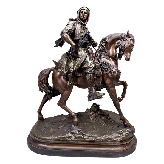 Cavaliere orientalista della fine del XIX secolo in regola firmato Barye Fils e Guillemin