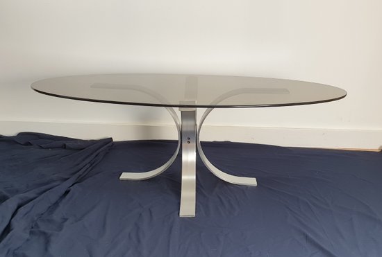 Table basse verre fumé circa 1970