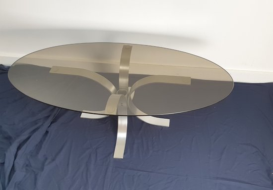 Table basse verre fumé circa 1970