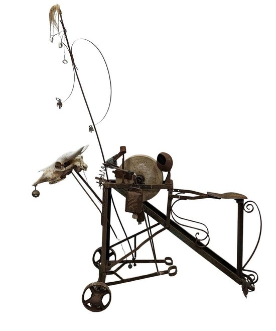 Scultura in metallo cinetica e automatizzata di Michel Haillard