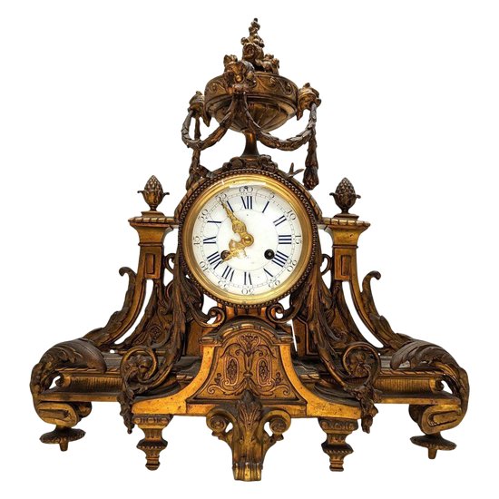 Louis XVI Style Gilt Bronze Mantel Clock