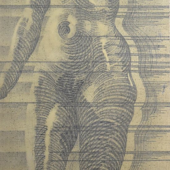 Grand Portrait De Femme Au Crayon Gras Années 60 Martinez