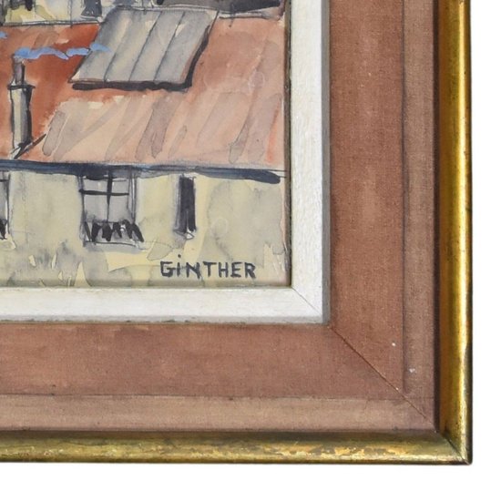 Les Toits Parisiens Gouache Signée Ginther