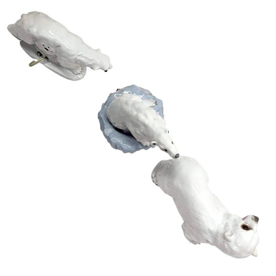 Set di 3 lampade da notte a forma di orso in ceramica Art Déco 1930