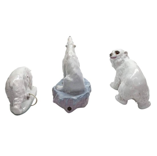Set di 3 lampade da notte a forma di orso in ceramica Art Déco 1930