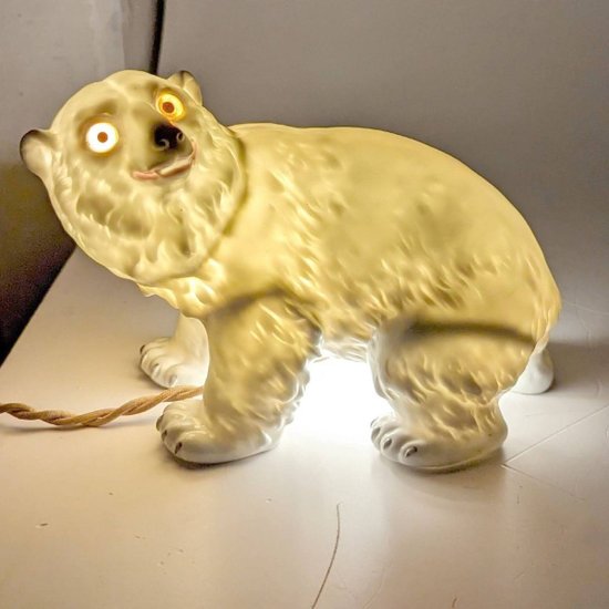 Set di 3 lampade da notte a forma di orso in ceramica Art Déco 1930