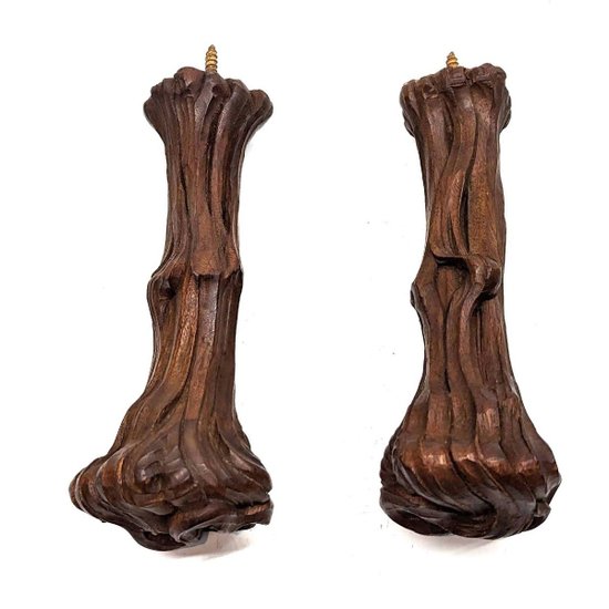 Rare Art Nouveau Floral Curtain Rod Decor Set