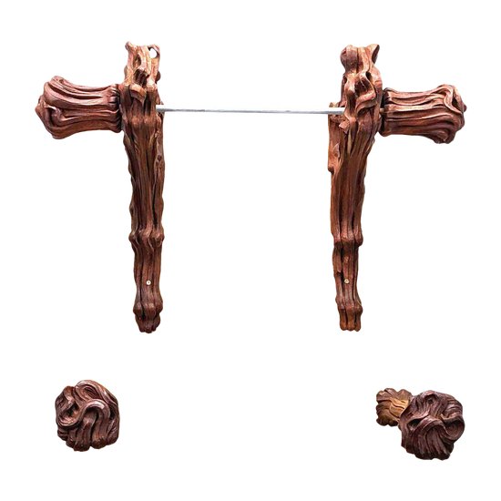 Rare Art Nouveau Floral Curtain Rod Decor Set