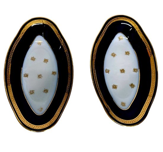 Porcelain Service Limougeaud Master Porcelain Makers With Golden Chevrons 73 Pieces