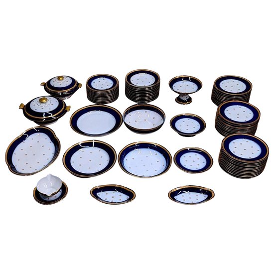 Porcelain Service Limougeaud Master Porcelain Makers With Golden Chevrons 73 Pieces