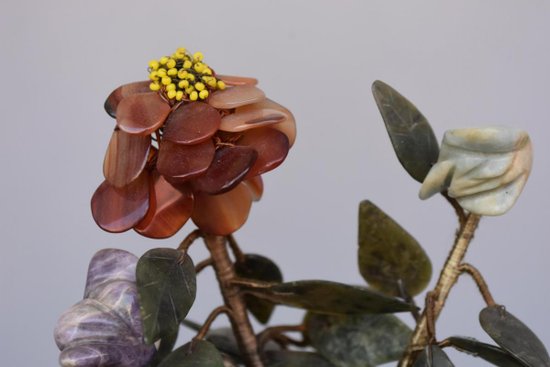 Chinese Hard Stone Flower Mantel Trim Early 20th Century