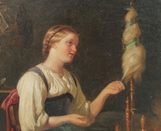 Benjamin VAUTIER (Attribué à) - La fileuse