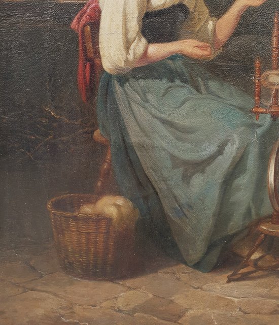Benjamin VAUTIER (Attribué à) - La fileuse