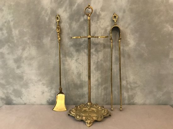 19th Century Bronze And Brass Fireplace Servant In Louis XV Style