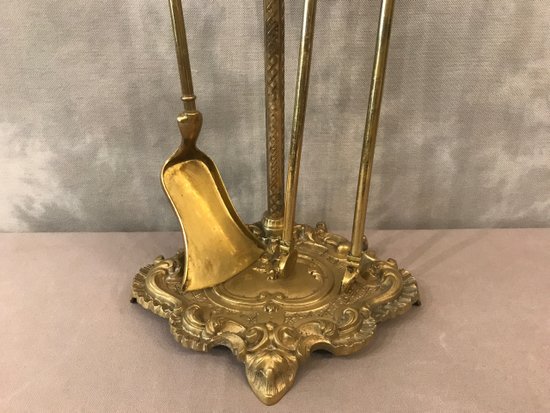 19th Century Bronze And Brass Fireplace Servant In Louis XV Style