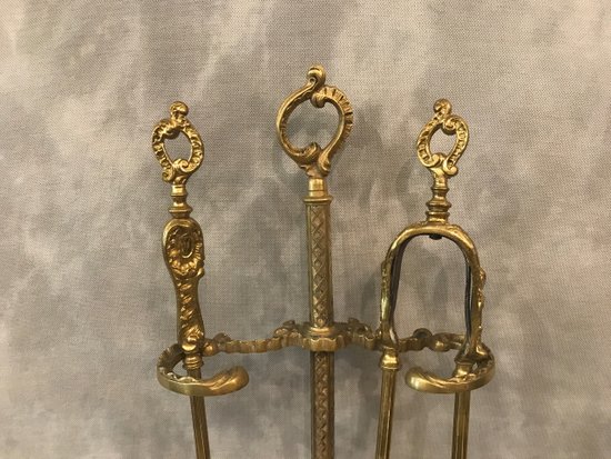 19th Century Bronze And Brass Fireplace Servant In Louis XV Style