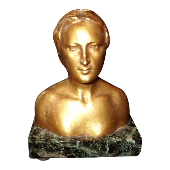 Bust of a young woman, signed Bourceret