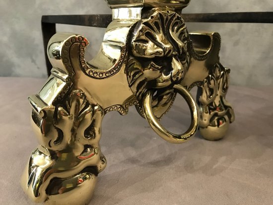 Beautiful Old Dutch Andirons In Brass From The 19th Century