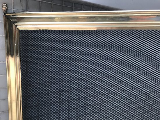 Alter Kaminschirm aus Messing, Anfang des 20. Jahrhunderts, große Höhe