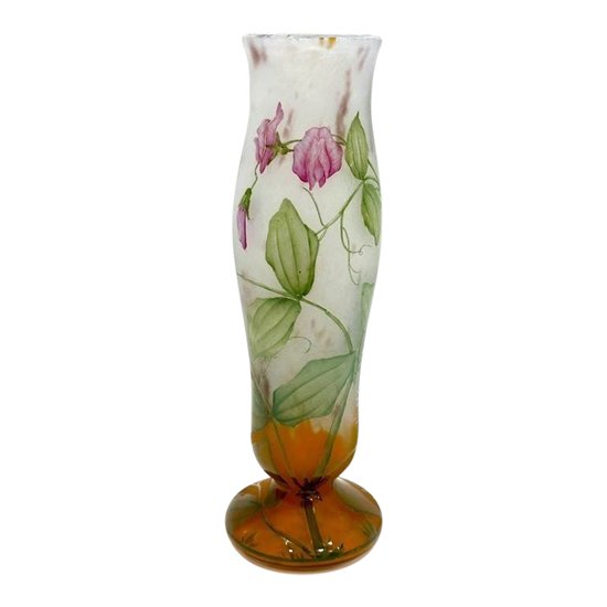 Daum Art Nouveau Vase "with Sweet Peas"