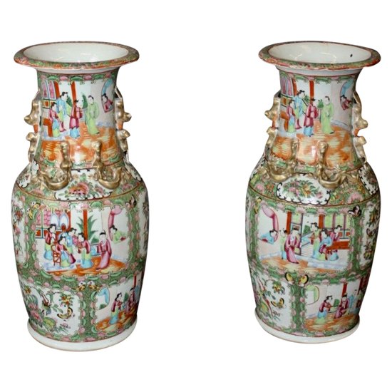 Paire de vases de Canton , Chine fin XIX