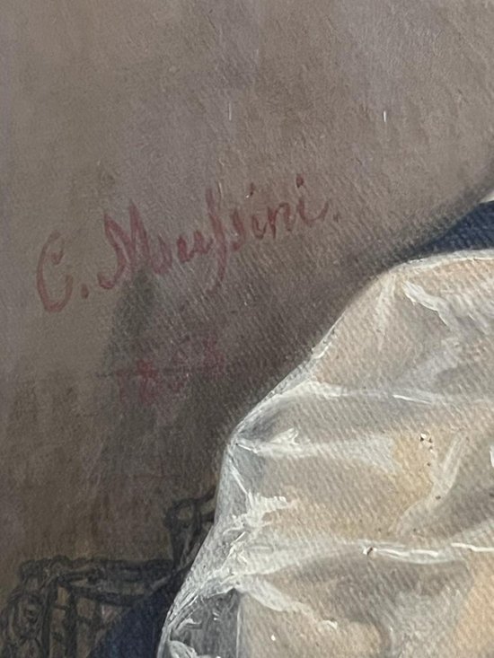 Öl auf Leinwand Porträt einer XIX. Frau signiert C. Mussini 1858