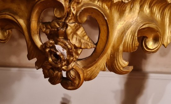 Large Console En Bois Doré Napoléon III