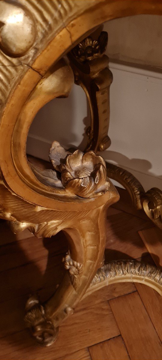 Large Console En Bois Doré Napoléon III