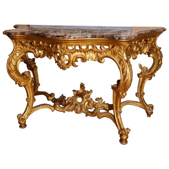 Large Console En Bois Doré Napoléon III