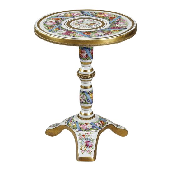 Table guéridon en Porcelaine "Allégorie de la musique", XIXe siècle