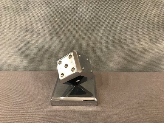 Paperweight In The Shape Of A Dice In Chromed Metal After Edgar Brandt Circa 1960