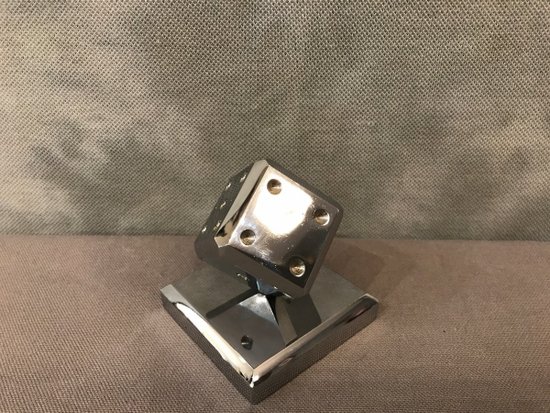 Paperweight In The Shape Of A Dice In Chromed Metal After Edgar Brandt Circa 1960