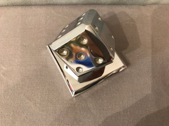 Paperweight In The Shape Of A Dice In Chromed Metal After Edgar Brandt Circa 1960